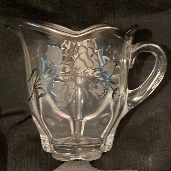 VTG 1939 Duncan Miller Canterbury Art Deco Creamer-Etched Silver & White Overlay - Picture 8 of 10